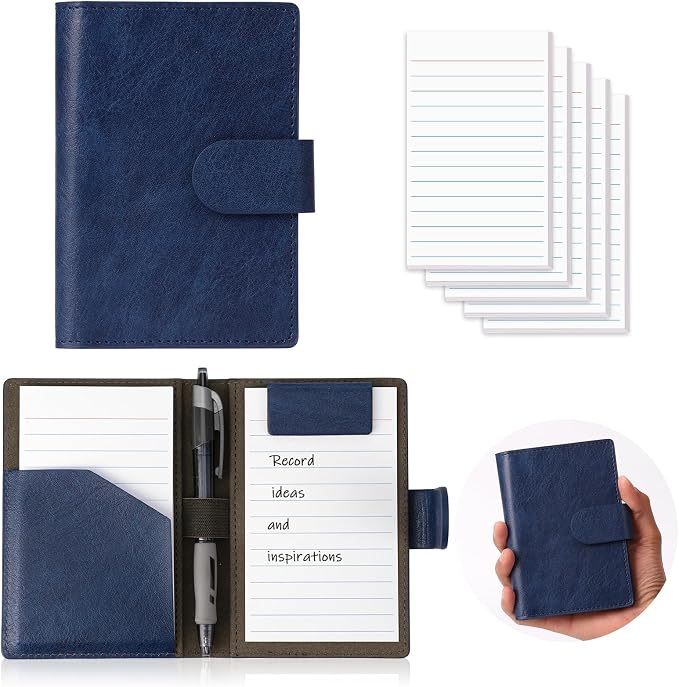 Blue Index Card Holder PU Leather 3x5 Note Card Holder Wallet Portable Pocket by Unknown