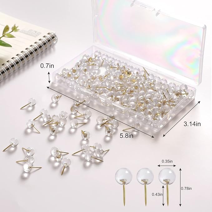 150 PCS Push Pins, Standard Plastic Thumb Tacks, Head Steel Point Thumb Tacks - Image 2