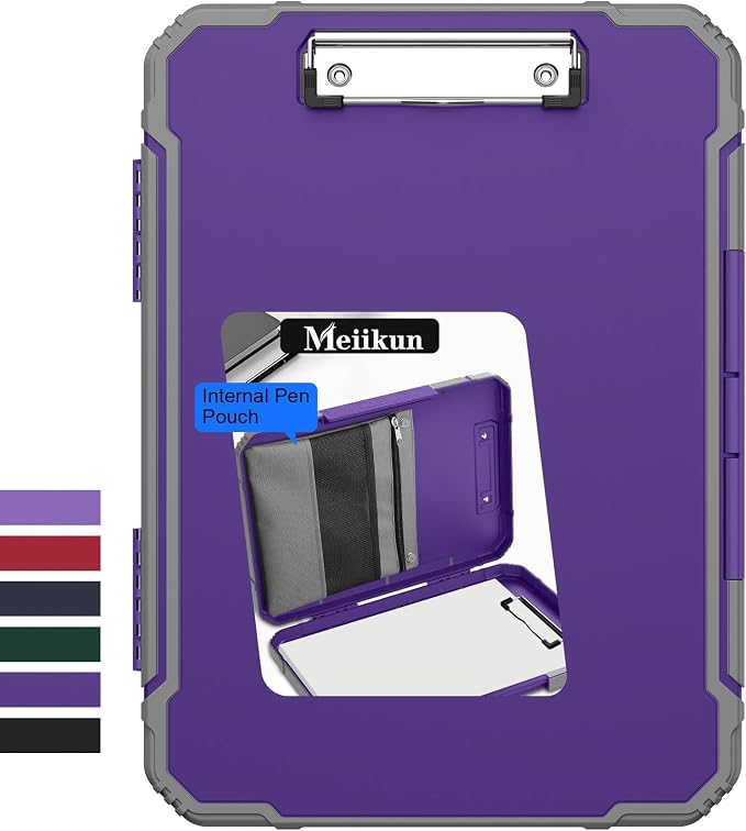 Meiikun Clipboard with Storage, Rugged Shockproof Protective, Internal Pen by Meiikun