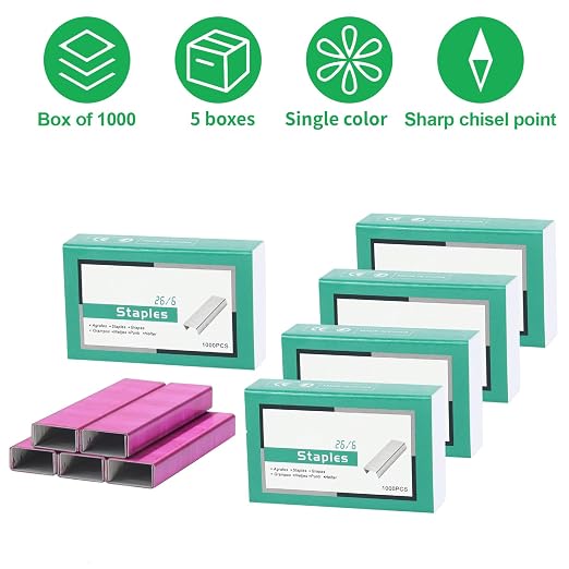 Multibey 5-Pack Rose Red Staples Bulk Refill - Image 3