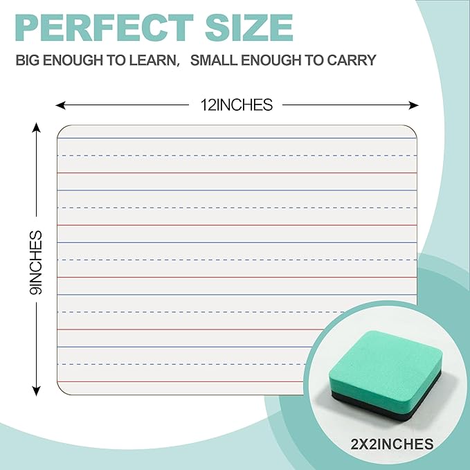 30 Pack Small White Boards, Teacher School, Include 30 Markers, 30 Erasers - Image 3