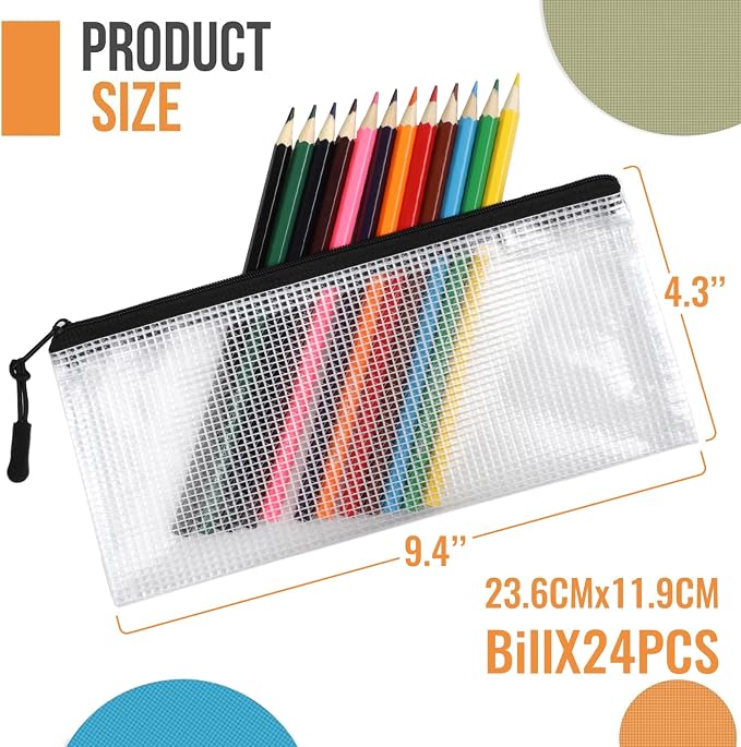 24pcs Mesh Zipper Pouch Bags 9.3 x 4.7 Inches, Travel Cosmetics Organization - Image 3