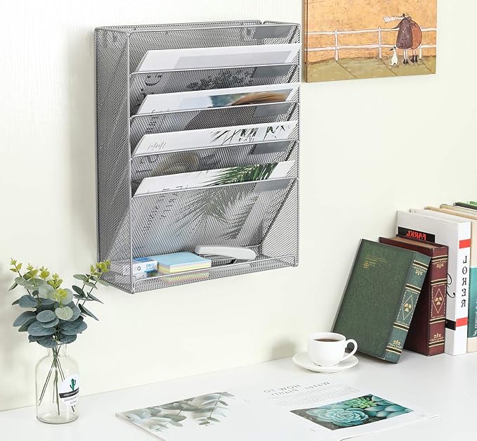 EasyPAG 5 Tier Wall File Holder, Mesh Hanging Folder Organizer - Image 8