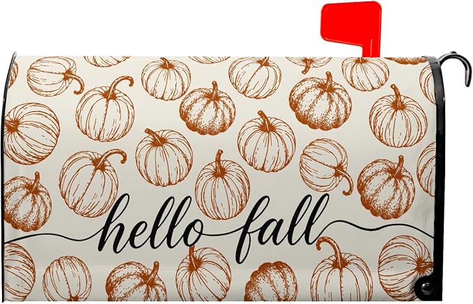 Hello Fall Pumpkin Mailbox Covers Magnetic Standard Size Thanksgiving Mailbox by farg