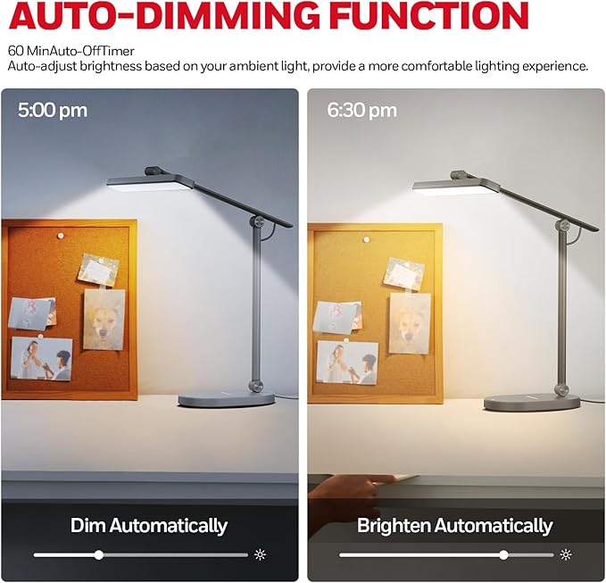 Honeywell Desk Lamp for Home Office, H4 Sunturalux™ Eye-Caring LED Desk Light, 700LM Dimmable Desk Lamp with Timer, Adjustable Desk Reading Light, Touch Auto Dimming Table Lamp for Study, Bedroom-DeskLoop Office