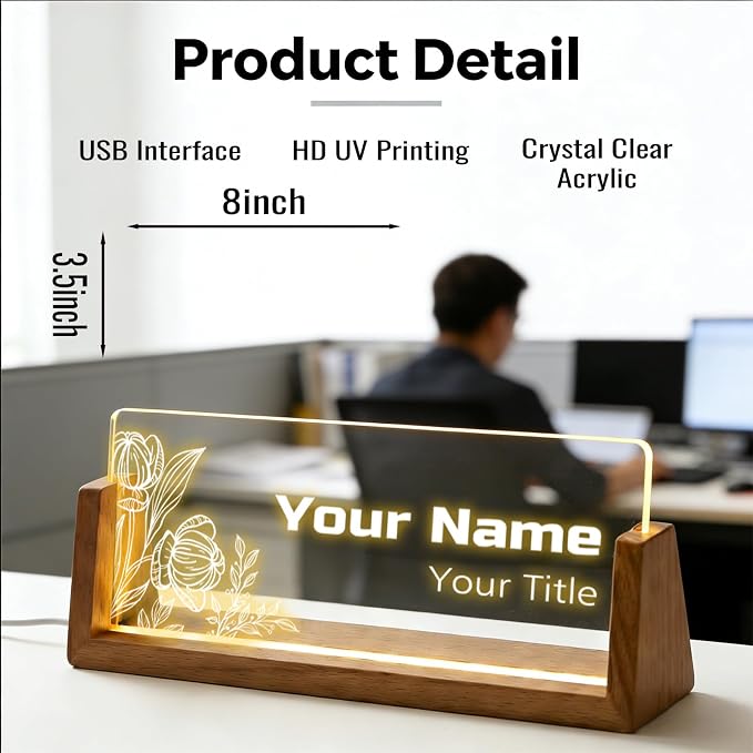 Custom Desk Name Plate, Light Up Acrylic Office Sign, Personalized Gift - Image 5