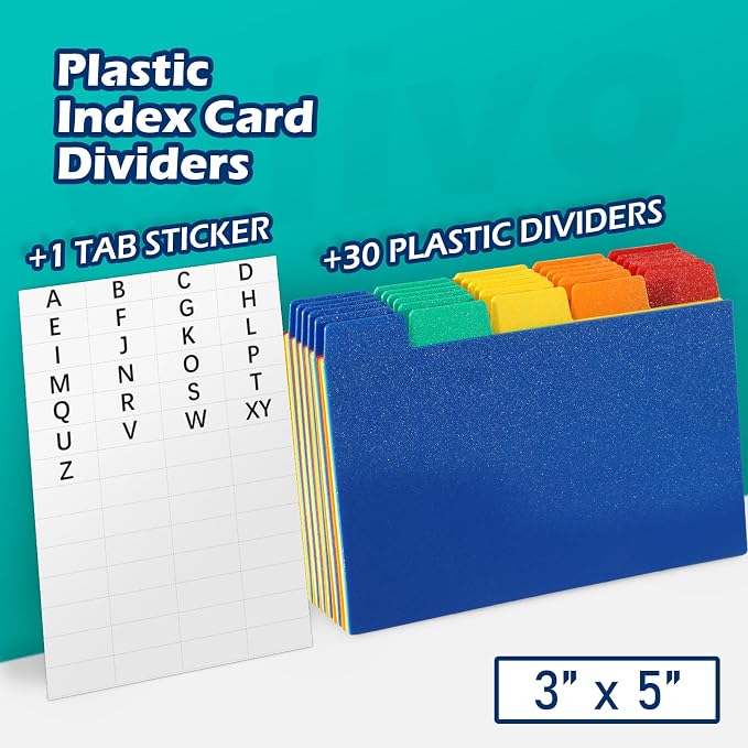 Olivo Index Card Dividers Tabs 3x5 Poly Plastic Card File Guides 3" x 5" - Image 2