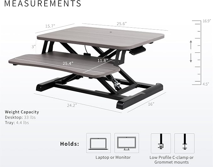 VIVO 26 inch Desk Converter, K Series, Height Adjustable Sit to Stand Riser - Image 3