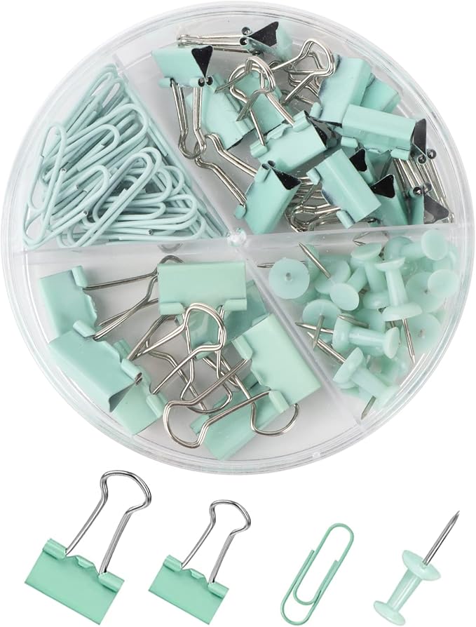 Paper Binder and Clips Set, Metal Assorted Sized Binders by CREECHWA
