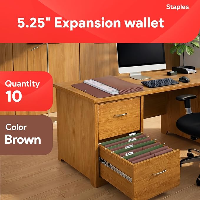 Staples Expanding Wallet, Legal Size, Holds Oversized Documents – 10/Pack - Image 2