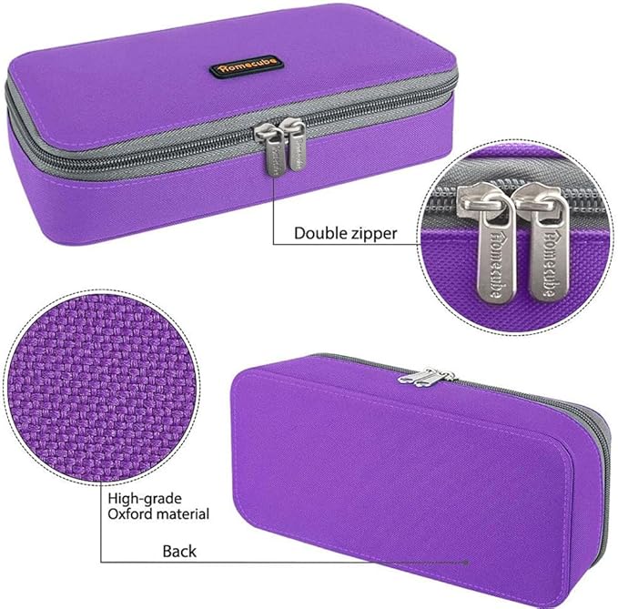 Homecube Pencil Case Large Capacity Storage Oxford Cloth Bag Pouch Marker Stationery Organizer Holder with Zipper for School & Office - 9.06x4.72x2.56 inches Purple-DeskLoop Office