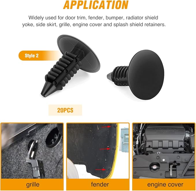 GOOACC 120PCS Car Bumper Push Retainer Clips & Nylon Fasteners Rivet Kit 6mm - Image 5