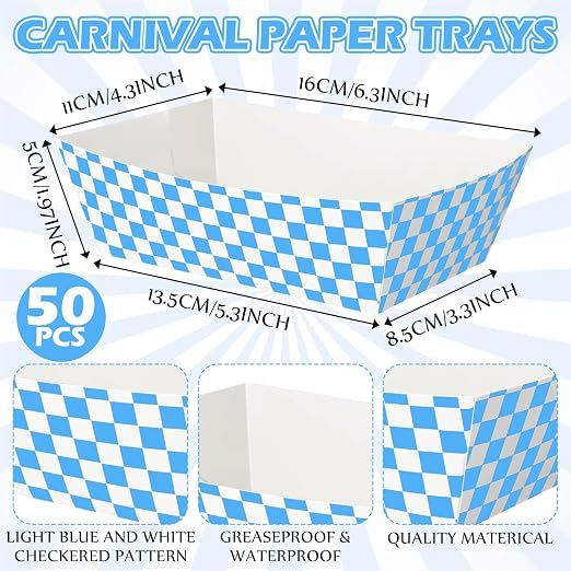Geosar 100 Pcs Gingham Party Supplies Disposable Paper Food Trays Bulk - Image 2