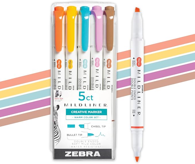 Zebra Pen Mildliner Dual-Tip Highlighter Set, Broad and Fine Point Tips by Unknown