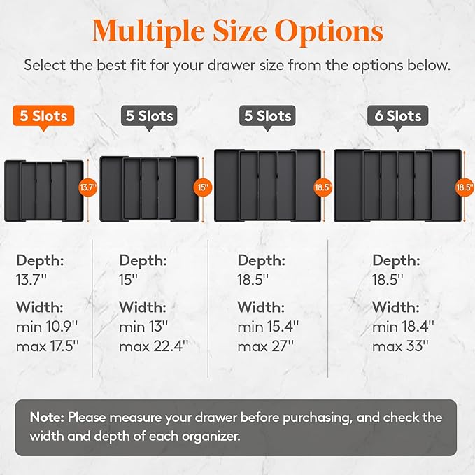 Lifewit Utensil Organizer for Kitchen Drawers, Expandable Cooking Utensil Tray - Image 2