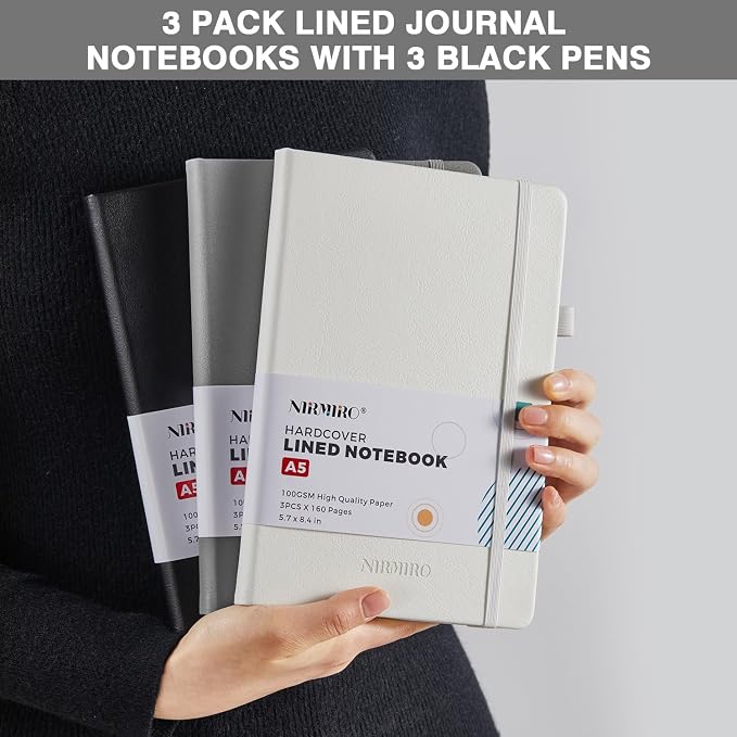 Hardcover Journal Notebook for Work, 3 Pack 160 Pages Lined Journaling Notebooks - Image 7