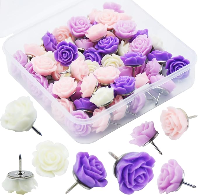 YOUDEFUL 60Pcs Decorative Pushpins, Cork Board Tacks, Bulletin Board Tacks by YOUDEFUL