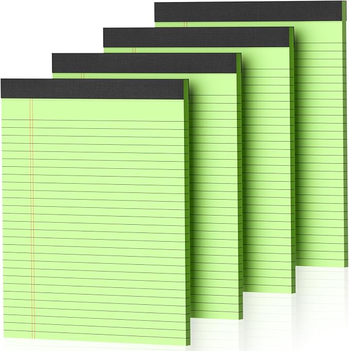 4 Pack Green Legal Pads 8.5 x 11 Green Note Pads 8.5 x 11 Notepad 8.5 x 11 by Nichela