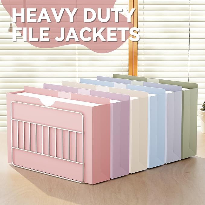 Plastic 3 Inch File Jackets, Legal Size, 12 Pack Manilla Pocket Folders - Image 5