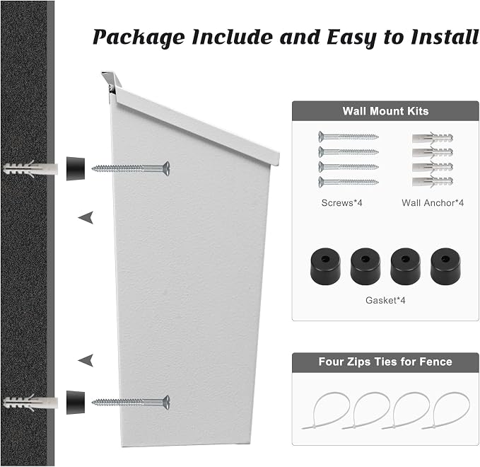 KYODOLED Wall-Mount Mailbox, Large Capacity Mail Box, Galvanized Steel - Image 4