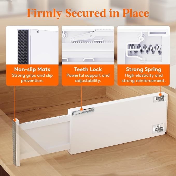 Lifewit 5 Pack 5" High Drawer Dividers 34-56cm/13.5-22" Adjustable Drawer - Image 4