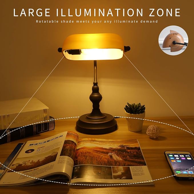 Banker Desk Lamp Touch Control, Vintage Banker's Desk Lamp - Image 3