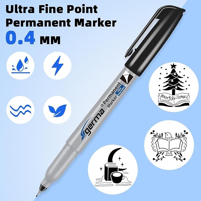 Cgerma Ultra Fine Point Permanent Markers Black, 18 Pack Ultra Fine Tip Markers - Image 9