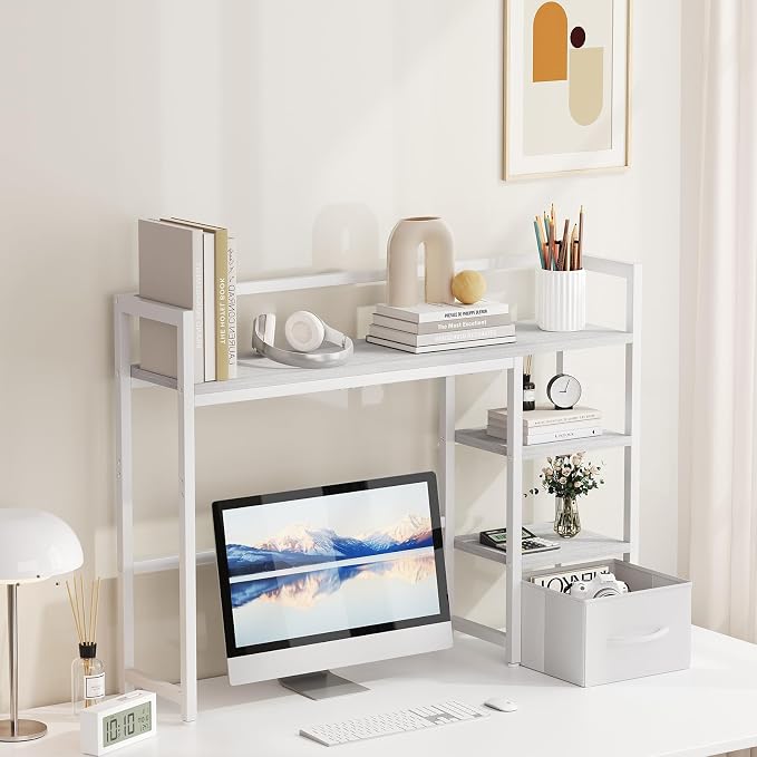 Marbrasse Desk Shelf with Drawer, Desk Shelf - Image 2