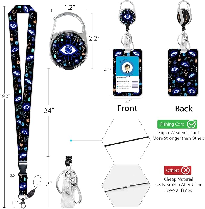 ID Badge Holder with Lanyard, Retractable Badge Reel Heavy Duty, Cute Funny - Image 5