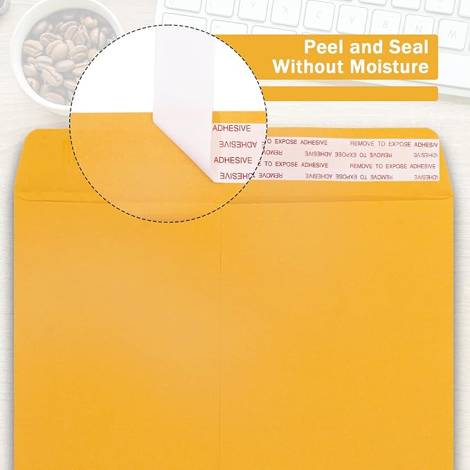 10x13 Catalog Envelopes Self Seal 100 Pack, Goefun 100GSM Paper Yellow Brown - Image 2