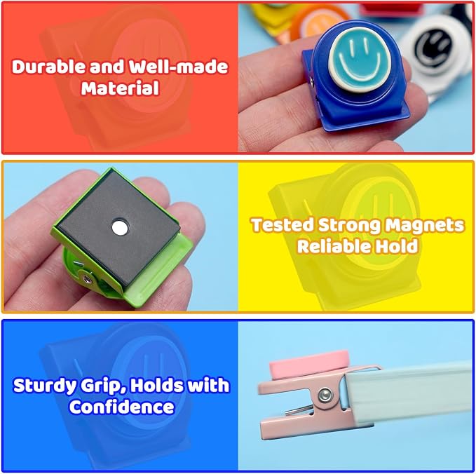 8 PCS Magnetic Clips Cute Fridge Magnets Colorful Happy Smiley Face - Image 3