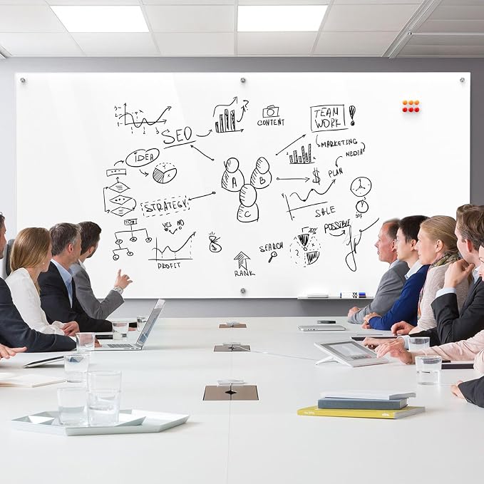 MaxGear 96" x 48" Glass Whiteboard Wall Mounted - Image 2