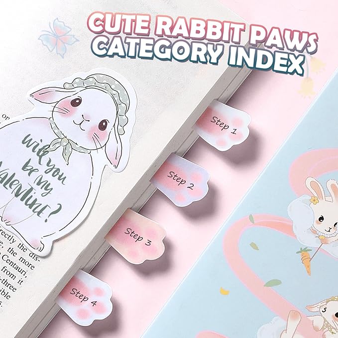 Hommie Cute Sticky Notes Set, Sticky Notes Set Planner Dividers, Easter Bunny Self-Stick Memo Pads with Animal Divider Tabs, Bundle Writing Designs for Office, School, Easter Party Supplies-DeskLoop Office