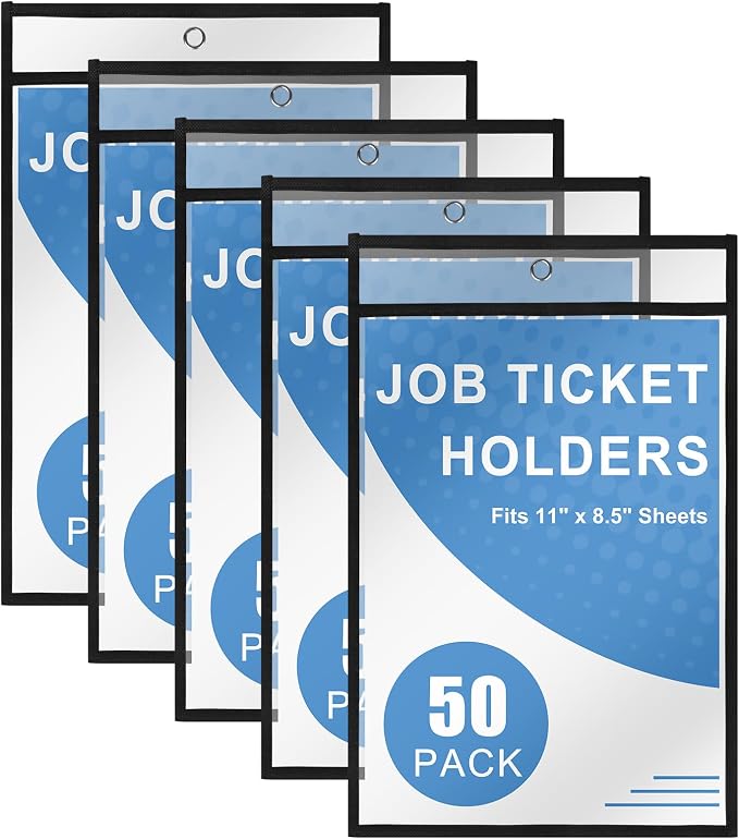 Heavy Duty Dry Erase Pockets 8.5x11, Plastic Paper Sleeves Job Ticket Holder 50 by Viehatta