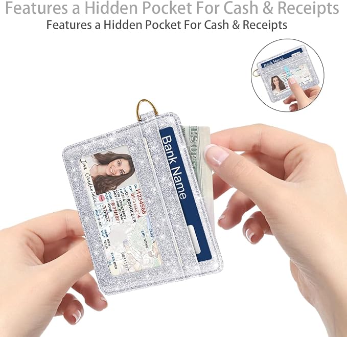 Slim Credit Card Holder Glitter Leather Small Wallet Women Thin Cards Holders - Image 5