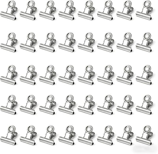 Bulldog Clips, 0.87 Inch, 22 mm, Hinge Paper Clips, Metal Clamps by Panpub