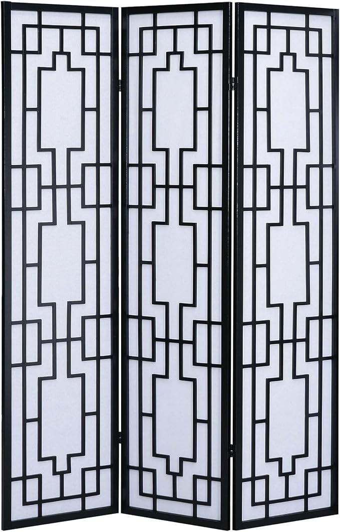 NicBex Room Divider 3 Panel Room Dividers with Geometric Lattice Design Partition Room Dividers and Folding Privacy Screens Wall Divider for Office, Room Separation,70" W x 0.8" D x 70.3" H, Black-DeskLoop Office