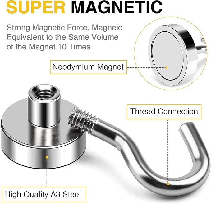 DIYMAG Neodymium 100 Pack Magnetic Hooks, Facilitate Hook - Image 4