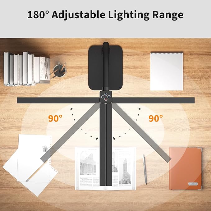 Desk Lamp Architect Task Dual Head Modern Flexible Gooseneck Tall Dimmable Light for Home Office, 5 Color Modes,Remote Control, 1500lm 24W Extra Bright Lighting-DeskLoop Office