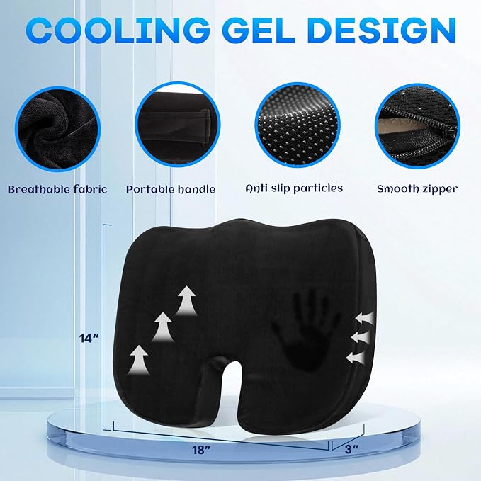 Memory Foam Seat Cushion & Plush Velvet Lumbar Support Pillow Set, Comfort - Image 2