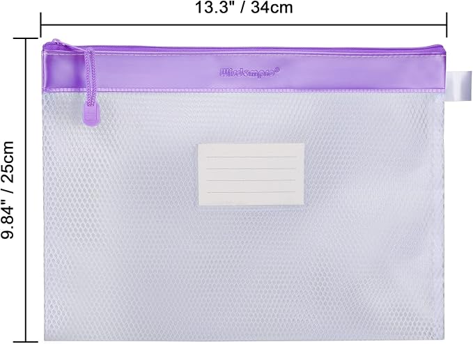 Wisdompro Zipper Pouch, 4 Packs Durable Letter Size Waterproof Mesh File Bag - Image 3