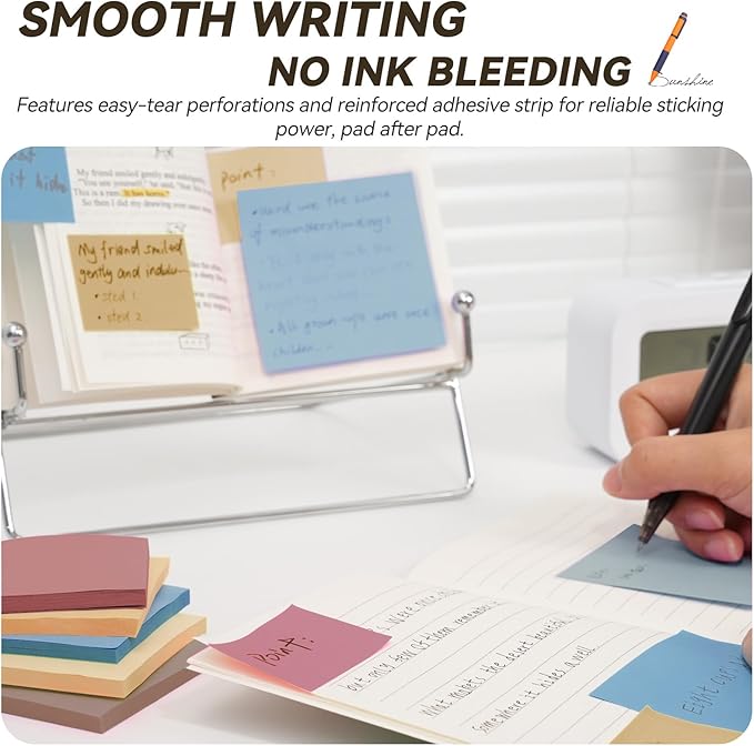 Sticky Notes 3x3in + 2x1.5in Small Sticky Note, 12 Pack 6 Colors Self-Sticky Note Pads | Sticks Strong & Removes Clean | Recycled Paper Cute Sticky Notes to School Supplies, Office Products-DeskLoop Office