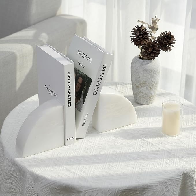 Karibiber Marble Bookend for Shelves, Non-Skid Bookends for Heavy Books - Image 7