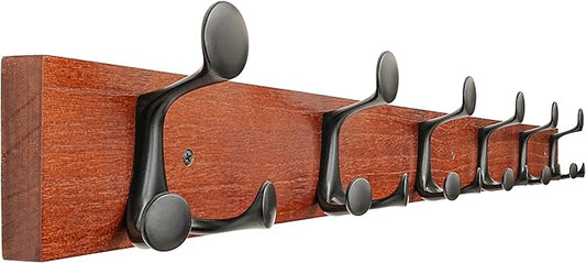 SKOLOO 39-Inch Cherry Wood Coat Rack Wall Mount with 6 Triple Hooks - Ideal for Family Entrances, Classrooms, and Pet Supplies Storage - Perfect Coat Hooks for Wall-DeskLoop Office