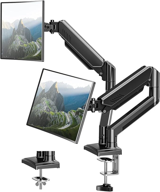 Dual Monitor Desk Mount - Adjustable Monitor Arm for 2 Monitors up to 32 inches/19.8 lbs, Double Monitor Desk Stand VESA Bracket with C-Clamp & Grommet Mounting, Swivel Computer Screen Mount, Freelift-DeskLoop Office