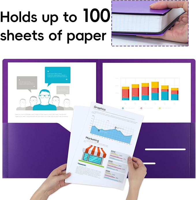 EOOUT 24pcs Folders with Pockets, Plastic Pocket Folders, 2 Pocket Folders with - Image 4