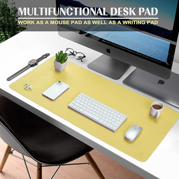 K KNODEL Small Office Leather Desk Mat, Mouse and Keyboard Pad, Computer and - Image 2