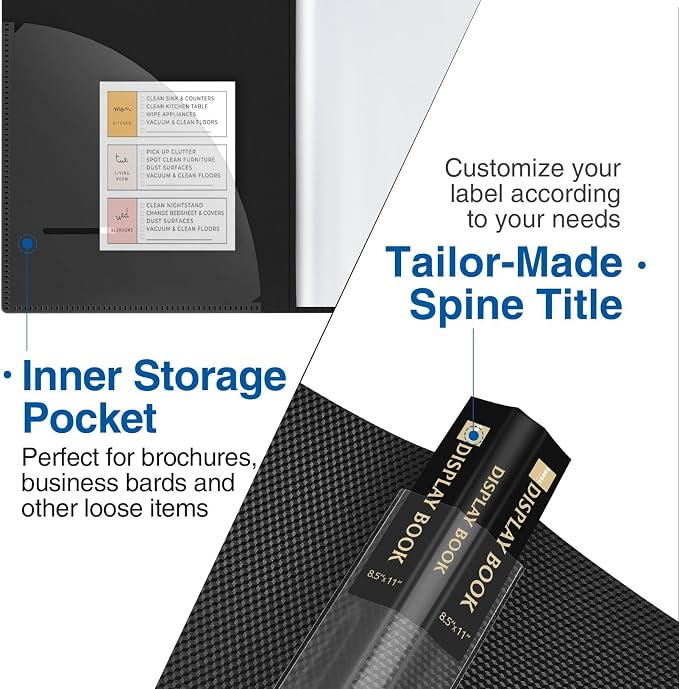 Sooez Binder with Plastic Sleeves 18-Pocket, Displays 36 Pages, 8.5x11 - Image 3