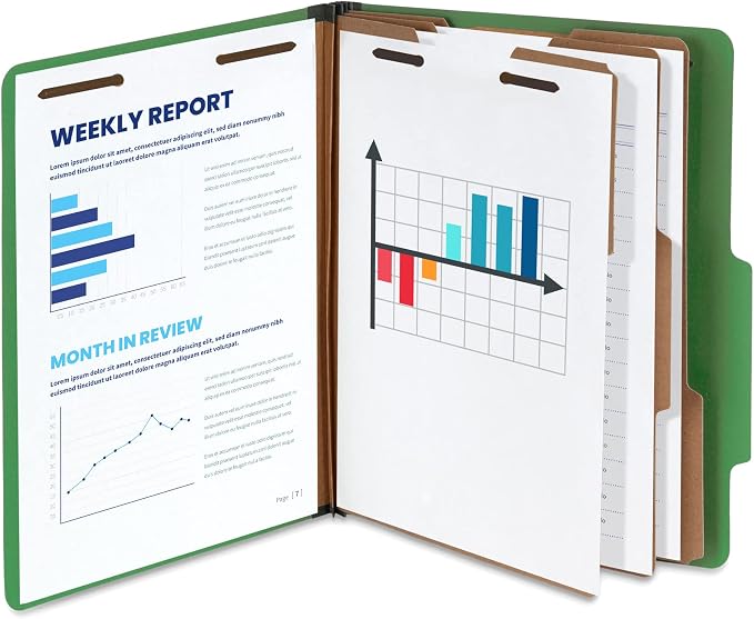 Blue Summit Supplies Green Classification Folders, 3 Dividers, Letter Size - Image 5