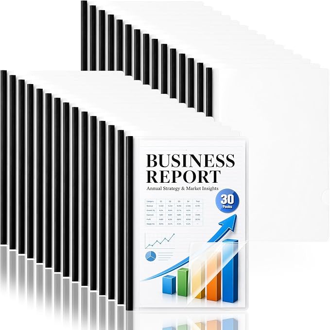 Report Covers with Sliding Bar 30 Packs Clear Report Covers Presentation Folders by ysuwekslu